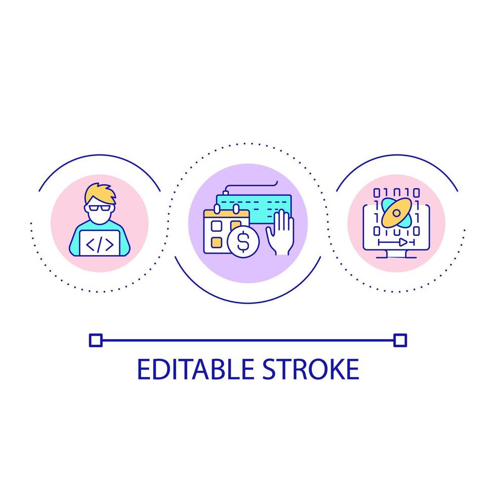 Software engineer courses loop concept icon vector