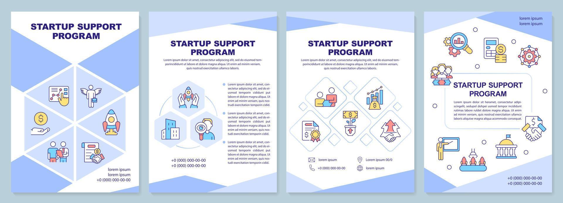Startup support program purple brochure template vector