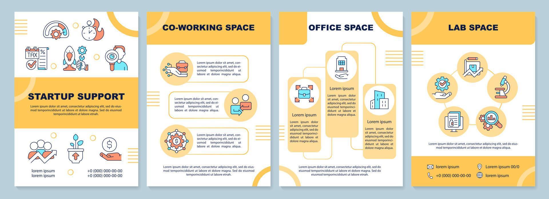 Startup support orange brochure template vector