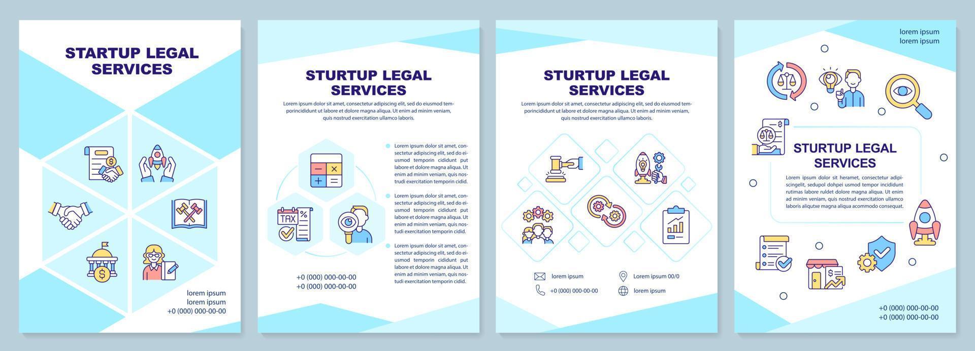 Startup legal services cyan brochure template vector