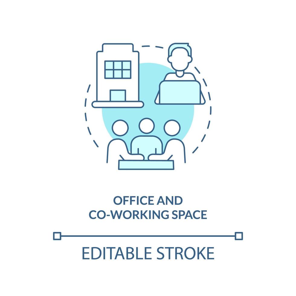 Office and co-working space turquoise concept icon vector