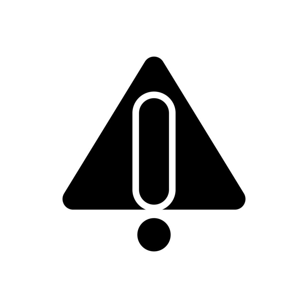 Warning sign black glyph icon. Danger and risk awareness. Important information. Drawing attention. Accident prevention. Silhouette symbol on white space. Solid pictogram. Vector isolated illustration