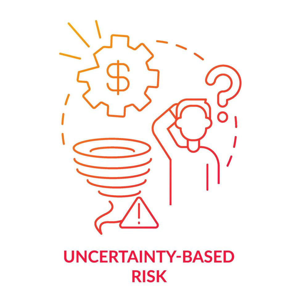 Uncertainty-based risk red gradient concept icon vector