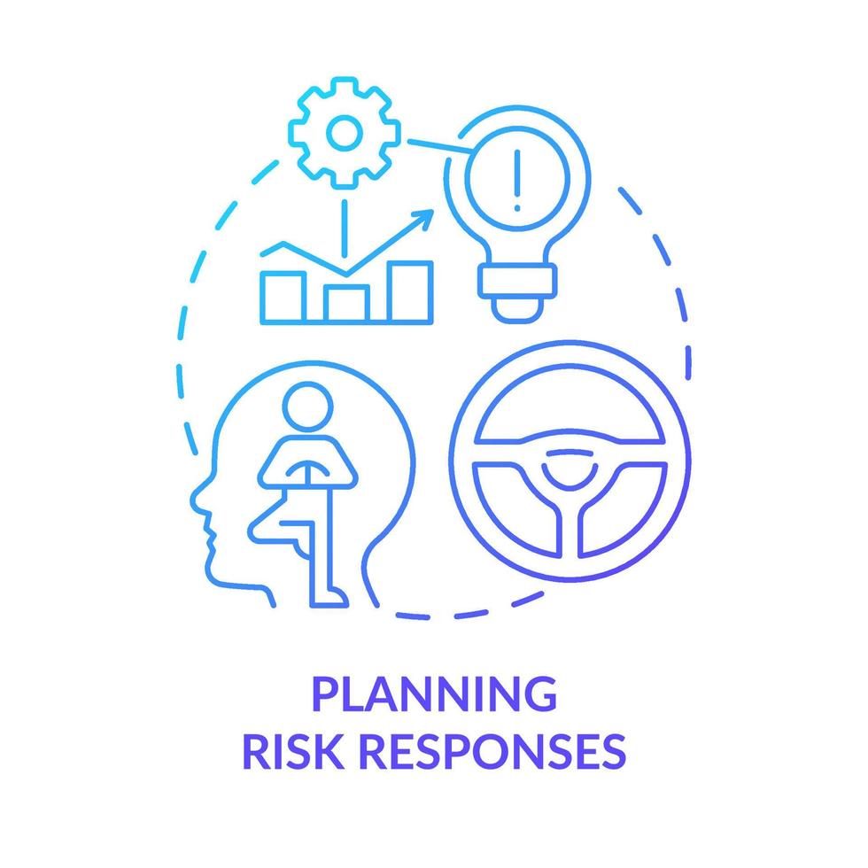 Planning risk responses blue gradient concept icon vector