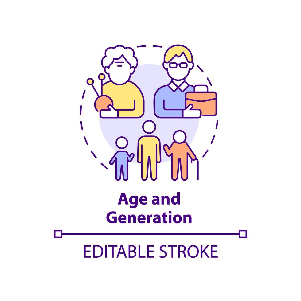 icono de concepto de edad y generación vector