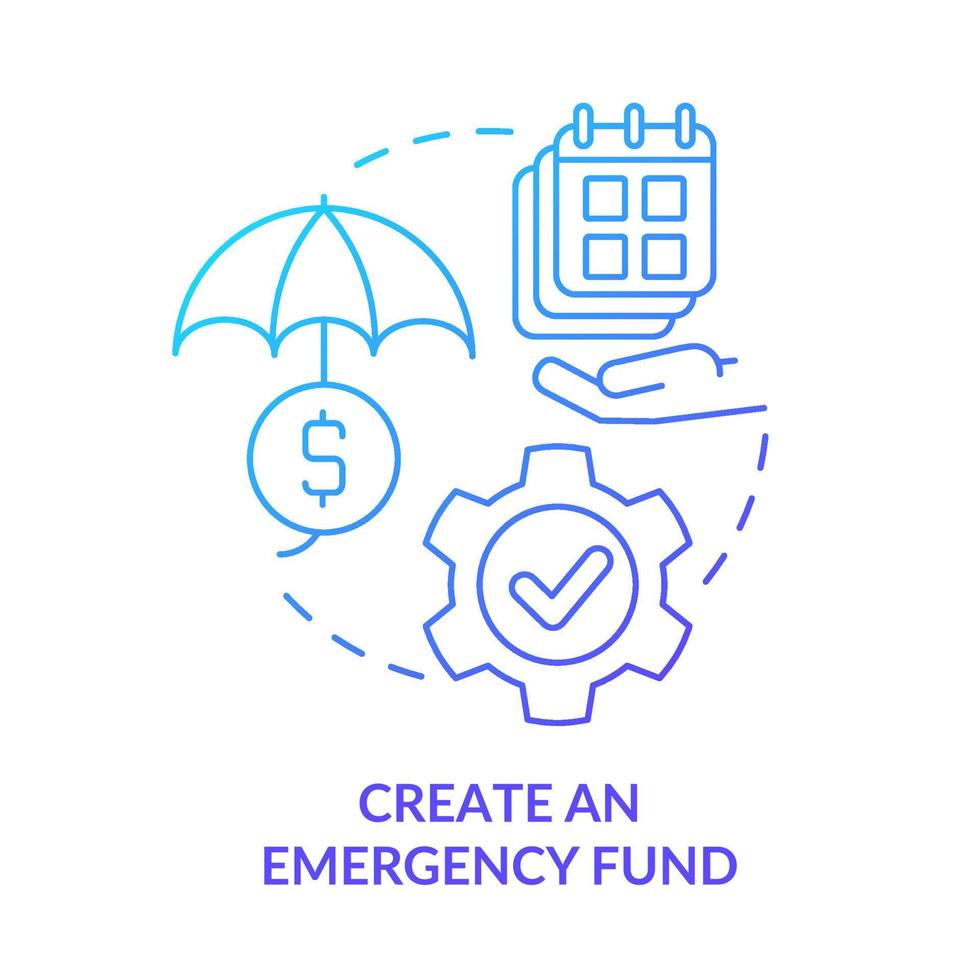 Create emergency fund blue gradient concept icon vector
