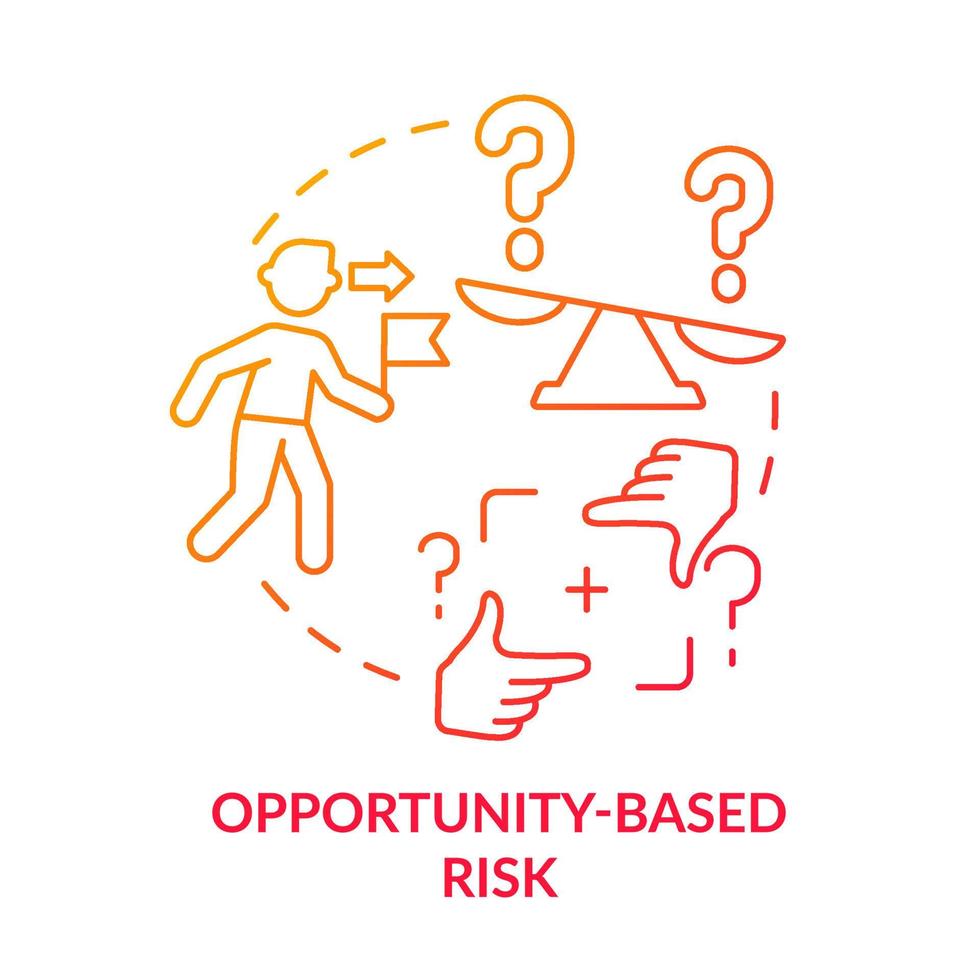 Opportunity-based risk red gradient concept icon vector