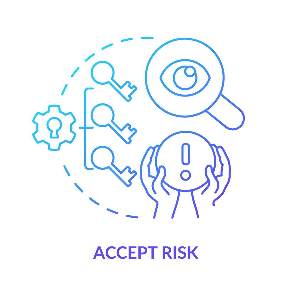 Accept risk blue gradient concept icon vector