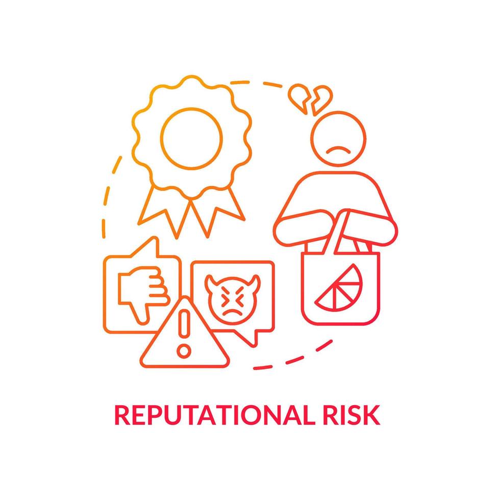 Reputational risk red gradient concept icon vector