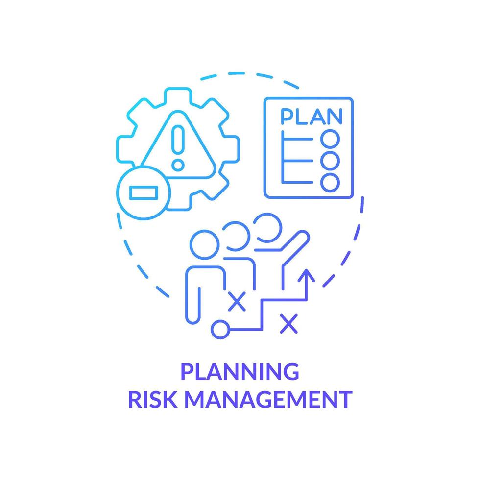 Planning risk management blue gradient concept icon vector