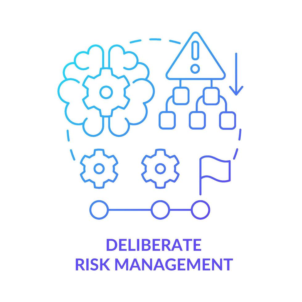 Deliberate risk management blue gradient concept icon vector