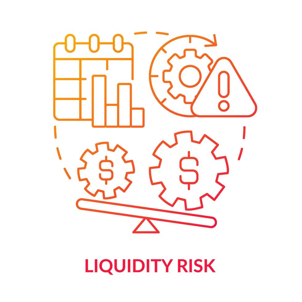 Liquidity risk red gradient concept icon vector