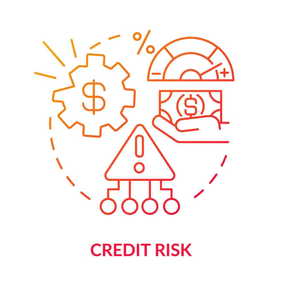 Credit risk red gradient concept icon vector