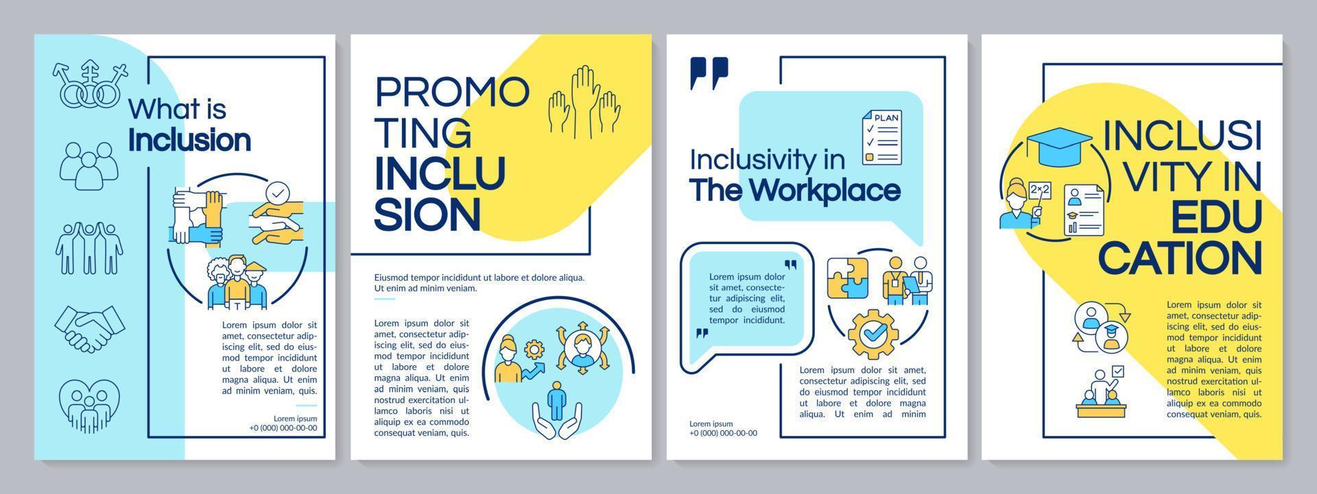 Inclusion blue and yellow brochure template vector