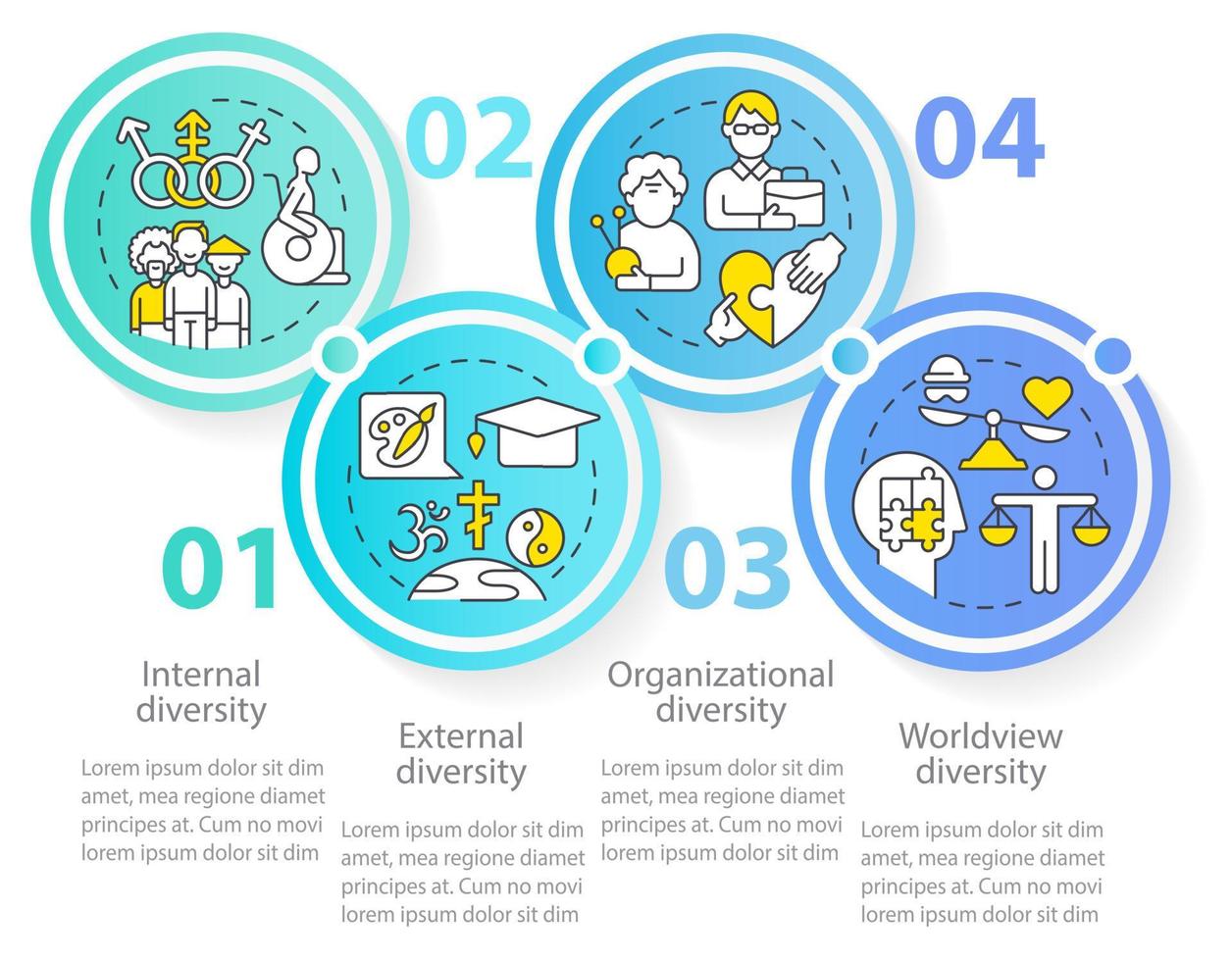 Workplace diversity circle infographic template vector