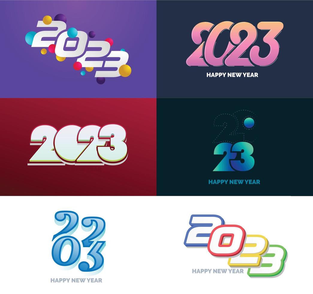 Big Collection of 2023 Happy New Year symbols Cover of business diary for 2023 with wishes vector