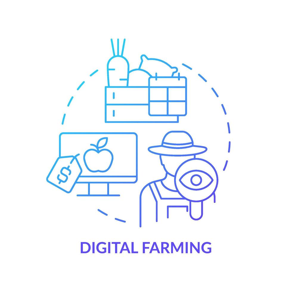 Digital farming blue gradient concept icon vector