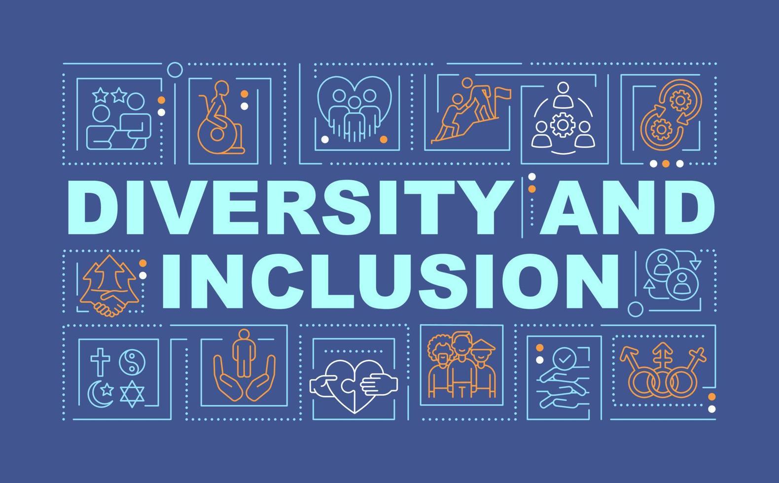 Diversity and inclusion word concepts dark blue banner vector