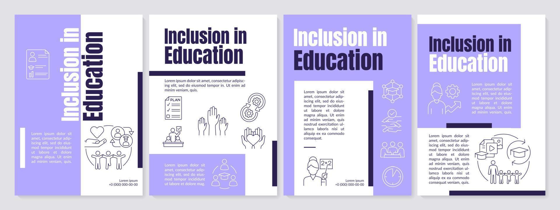 Inclusion in education purple brochure template vector