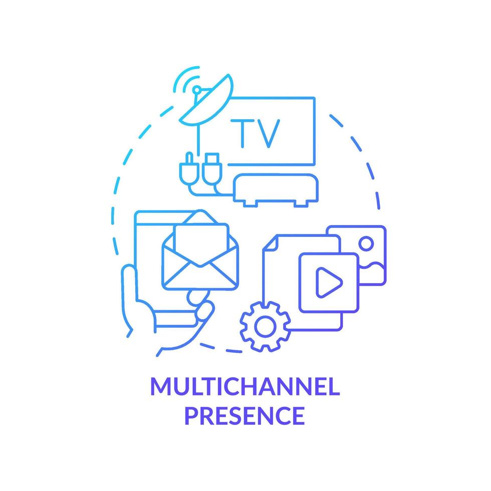Multichannel presence blue gradient concept icon vector