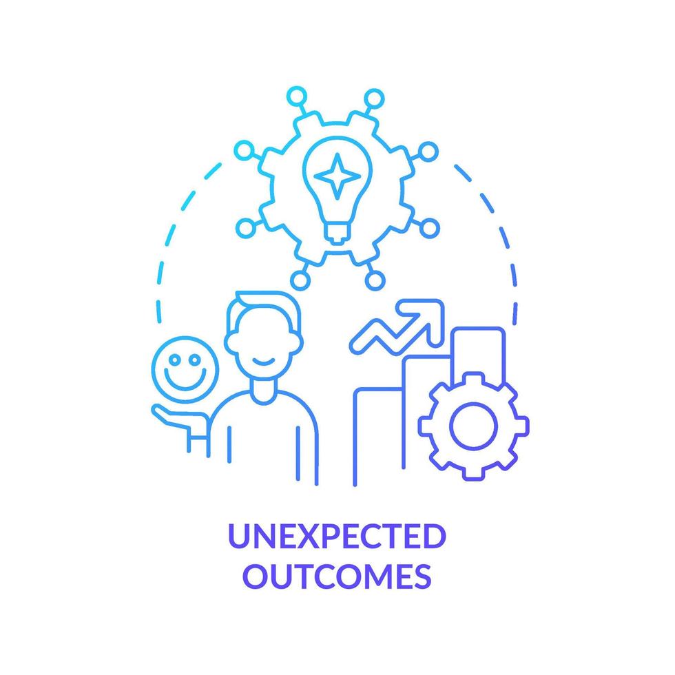 Unexpected outcomes blue gradient concept icon vector