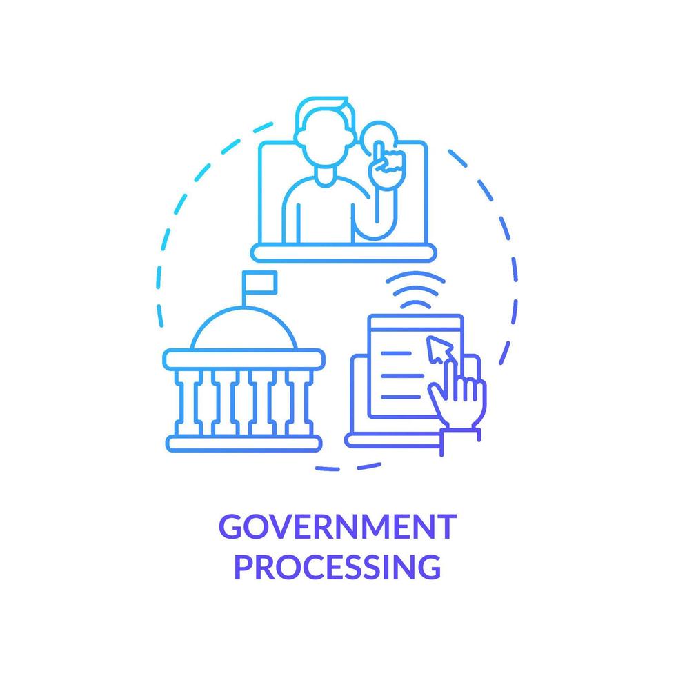 Government processing blue gradient concept icon vector