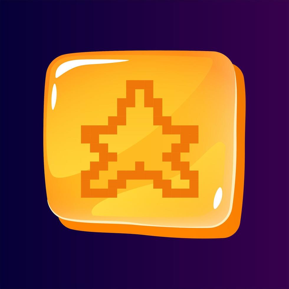 botón de interfaz de usuario brillante estrella con icono pixelado vector