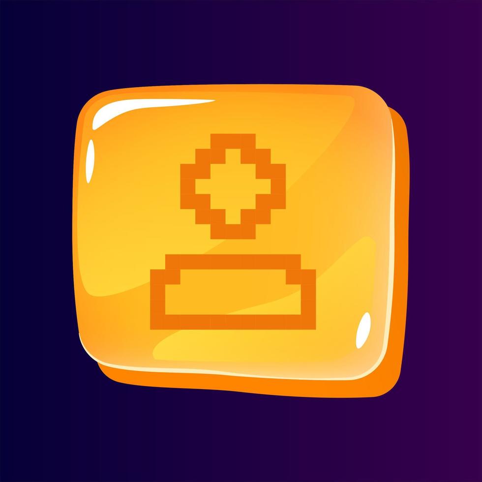 Avatar glossy ui button with pixelated icon vector