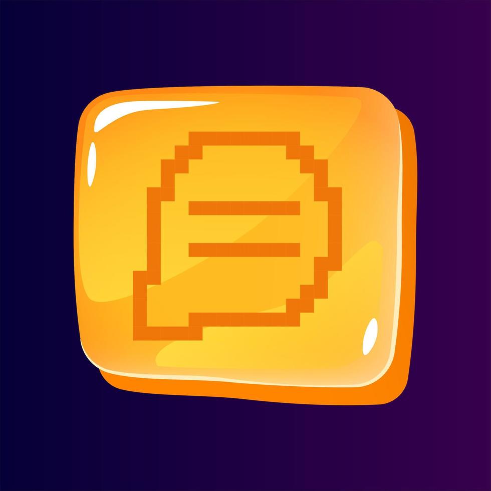 Message in chat glossy ui button with pixelated icon vector