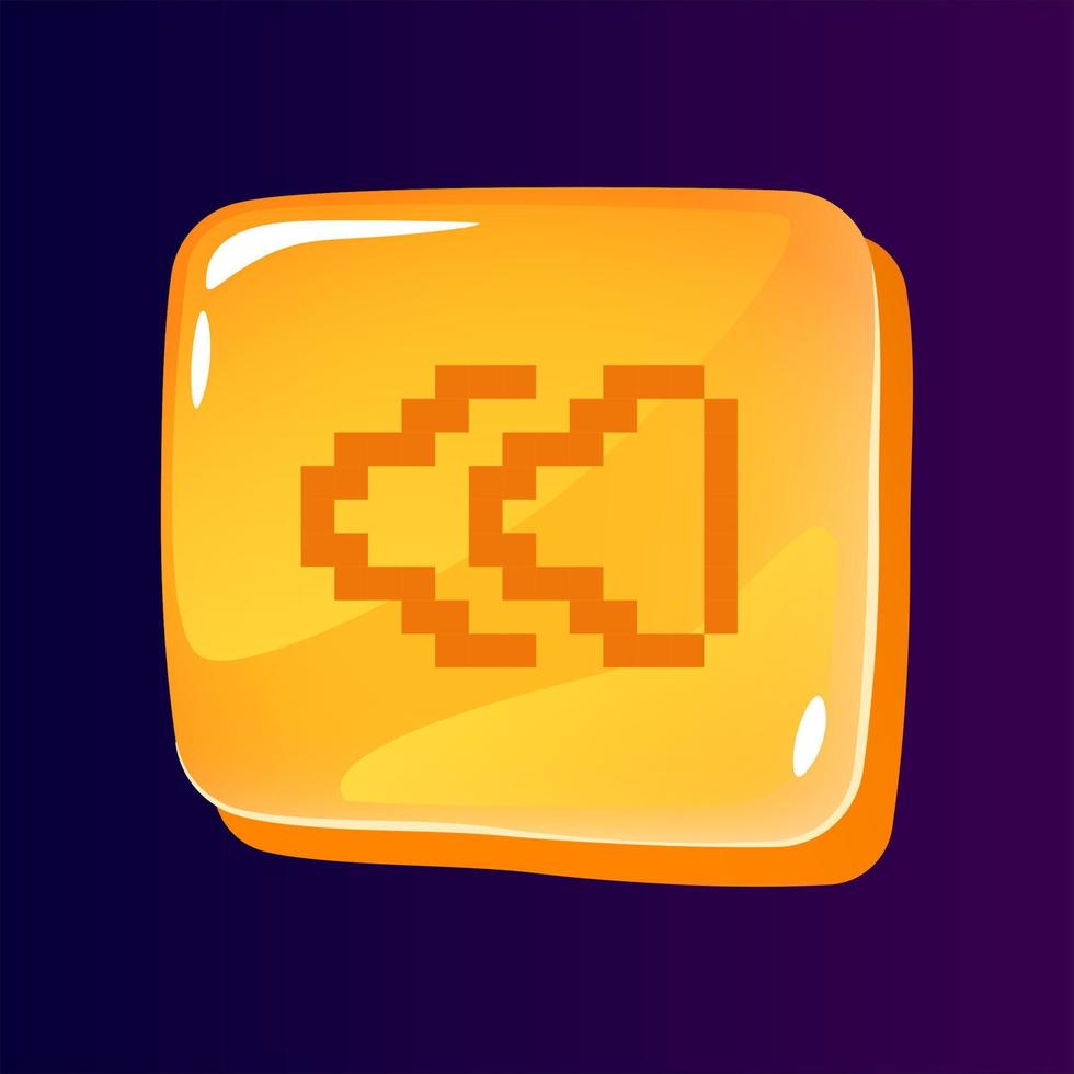 botón de interfaz de usuario brillante de control de jugador con icono pixelado vector