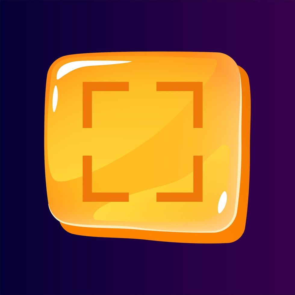 Full screen glossy ui button with pixelated icon vector