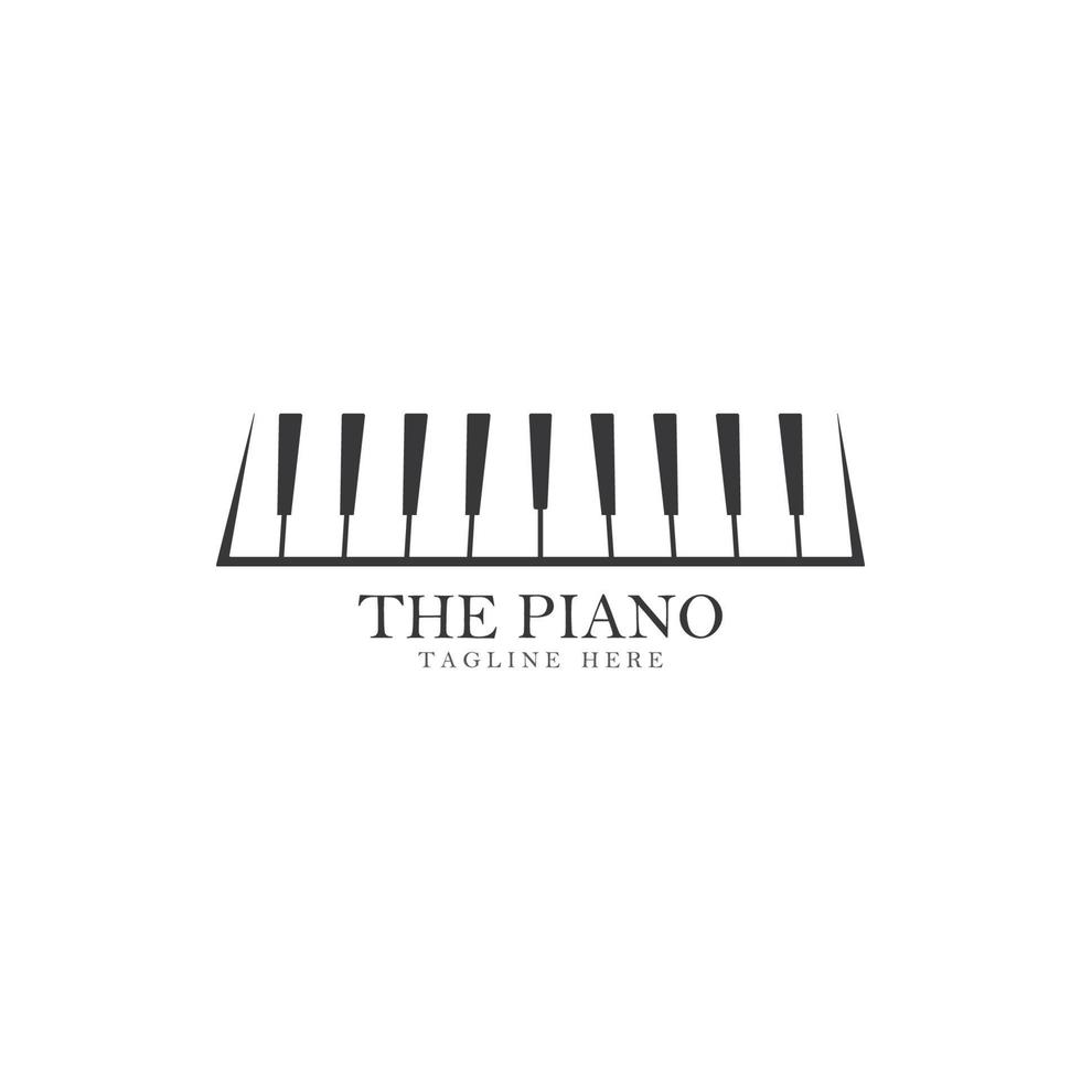 Ilustración de icono de vector de plantilla de logotipo de piano