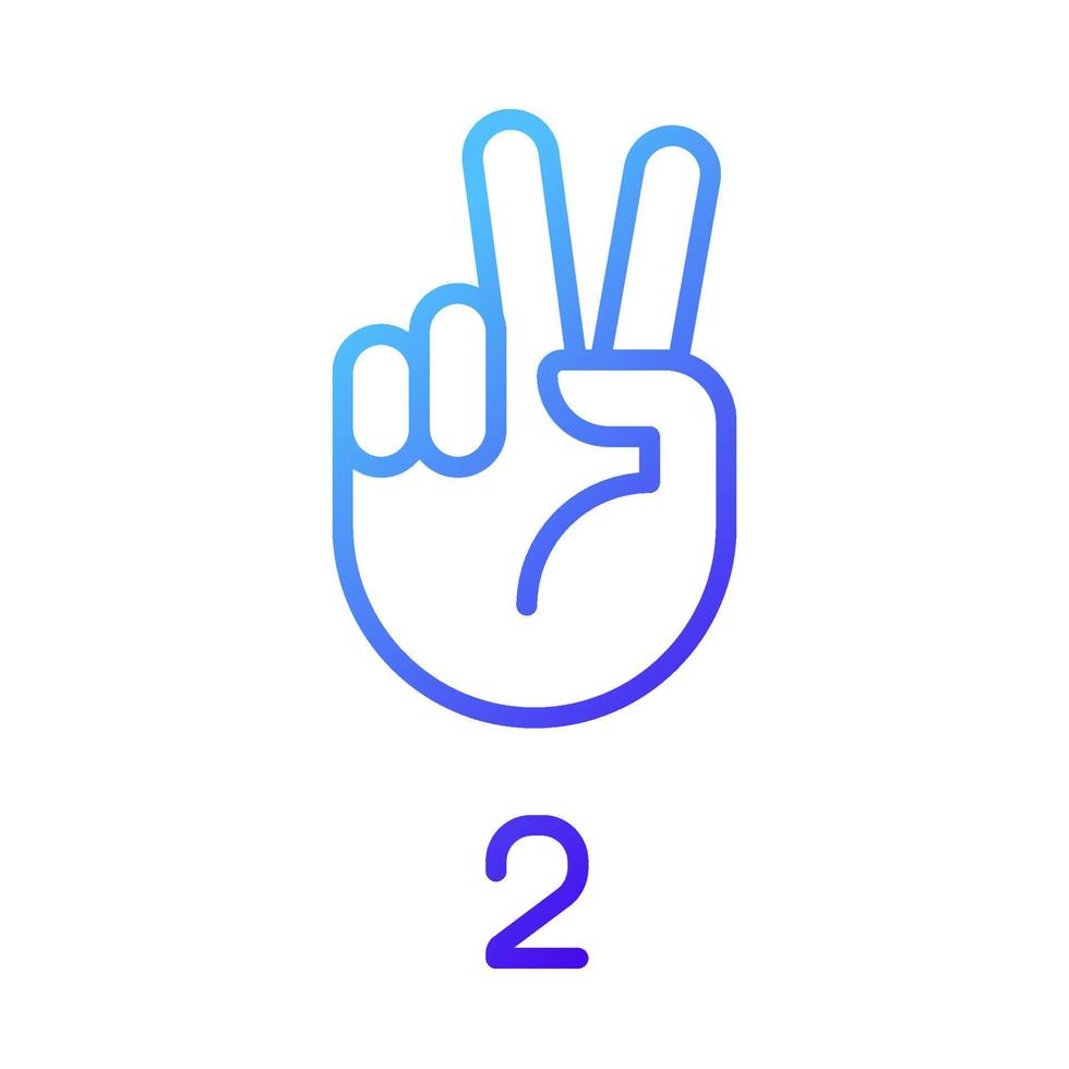 Signing digit two in ASL pixel perfect gradient linear vector icon