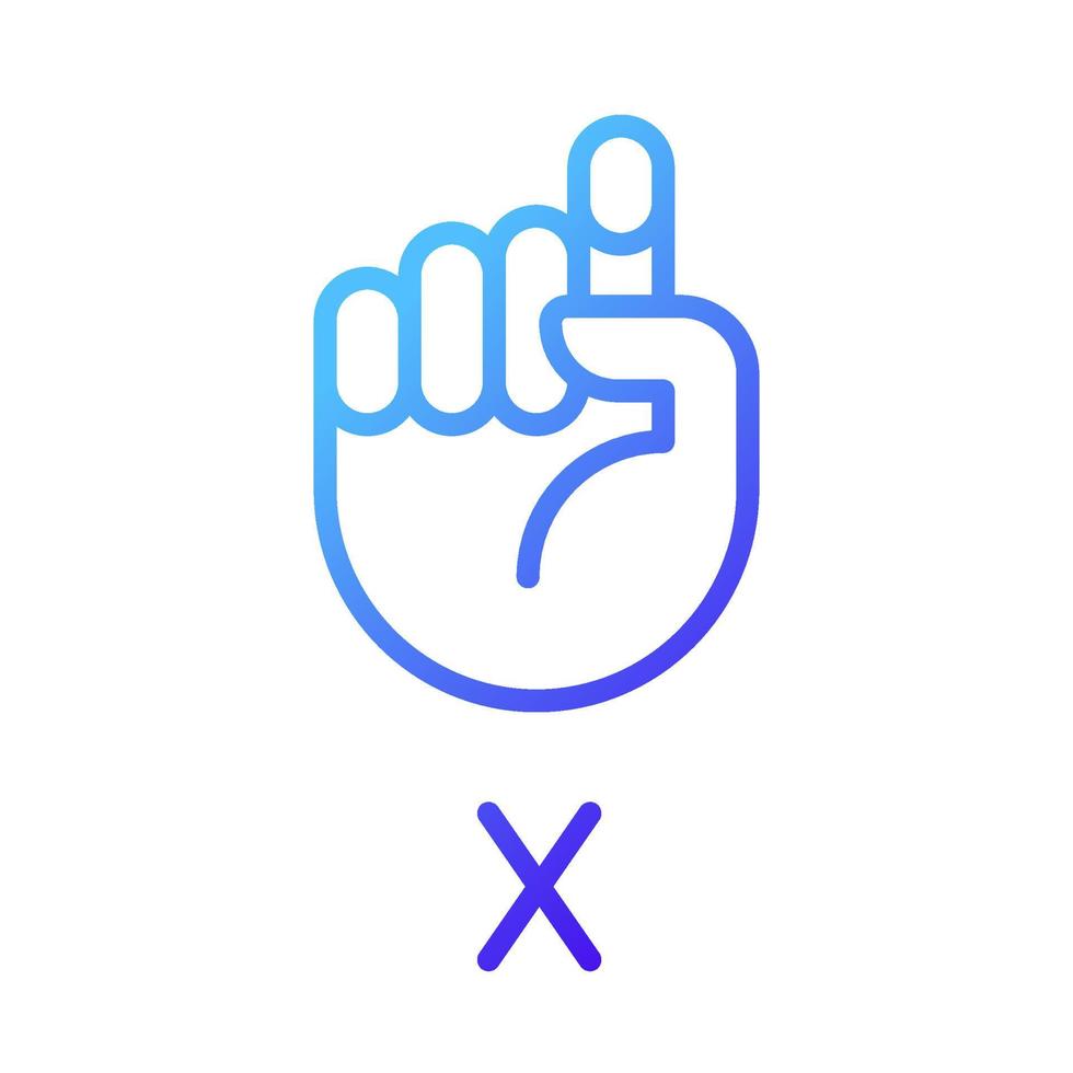 Letter X in ASL pixel perfect gradient linear vector icon