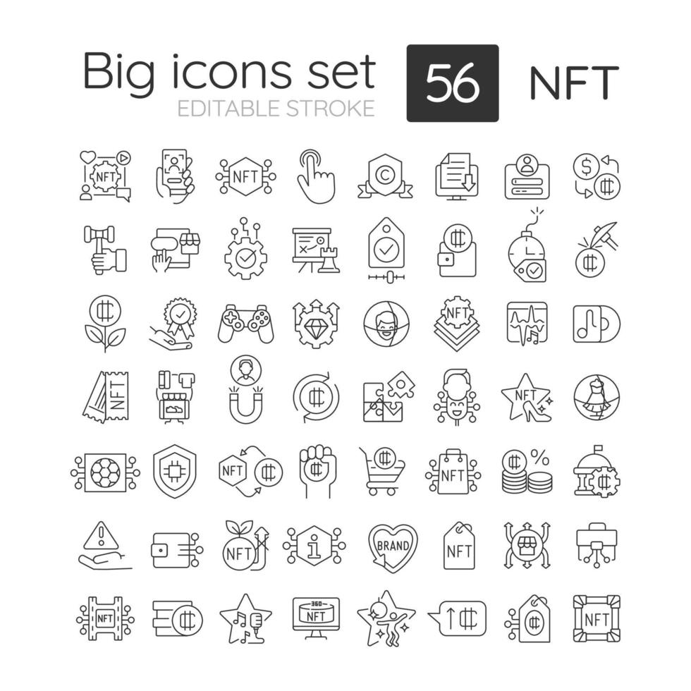 NFT RGB linear icons set vector