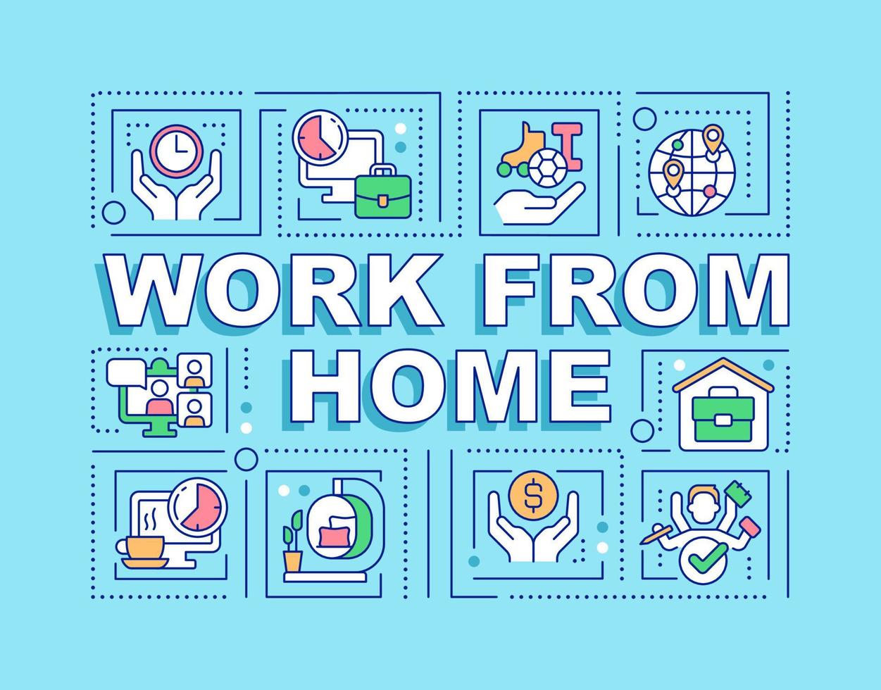 Work from home word concepts turquoise banner vector