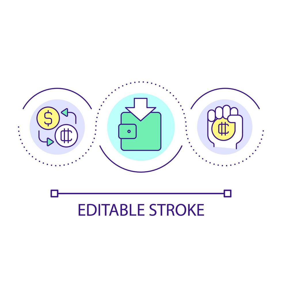 Transactions on crypto wallet loop concept icon vector