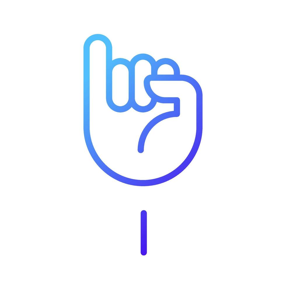 letra i en lenguaje de señas americano píxel perfecto gradiente lineal vector icono