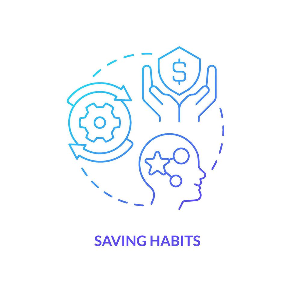 Saving habits blue gradient concept icon vector