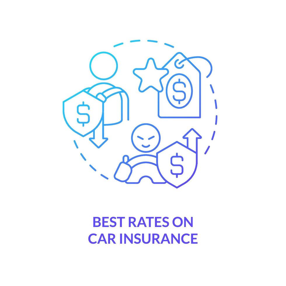 Best rates on car insurance blue gradient concept icon 16090648 vector