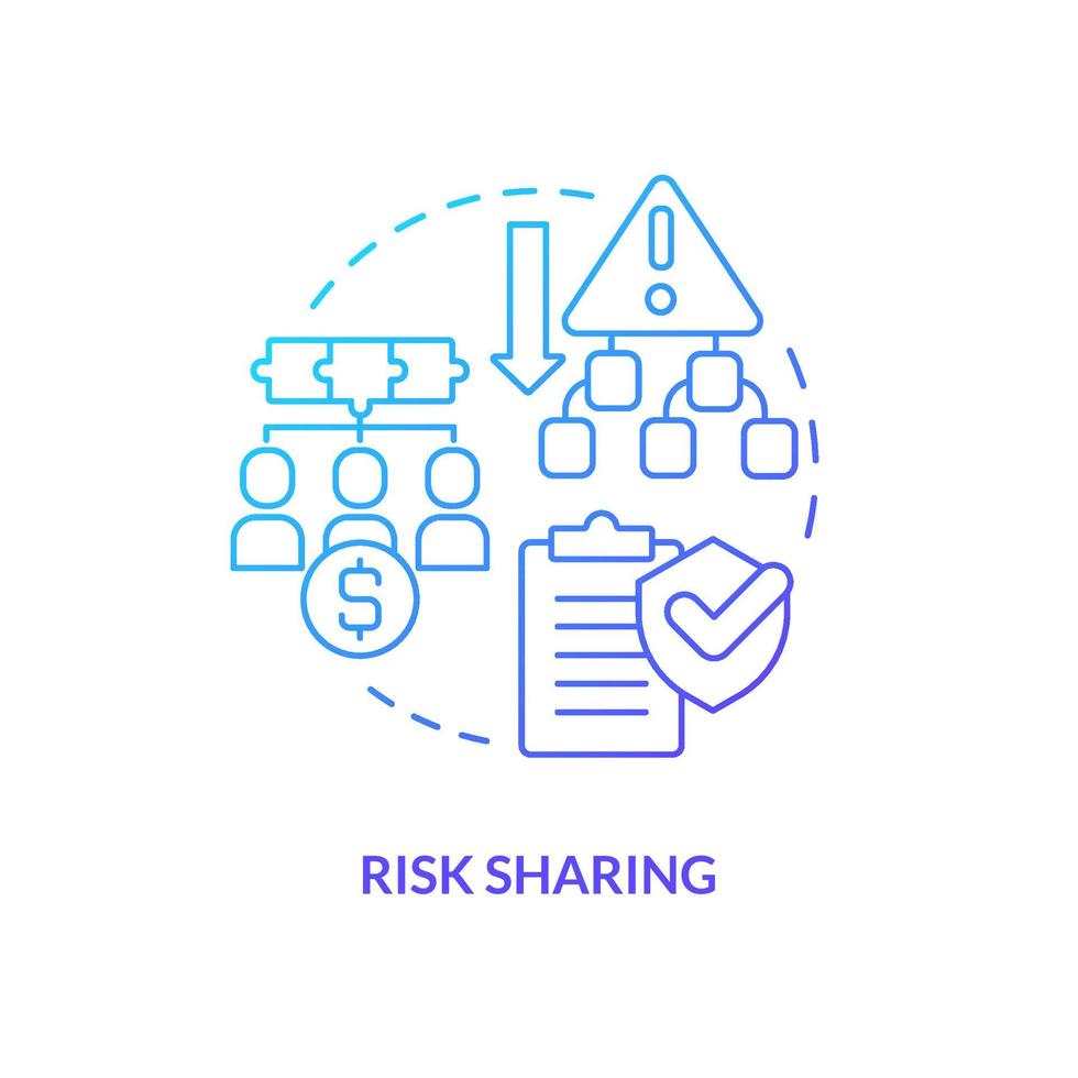 Collective risk sharing blue gradient concept icon vector