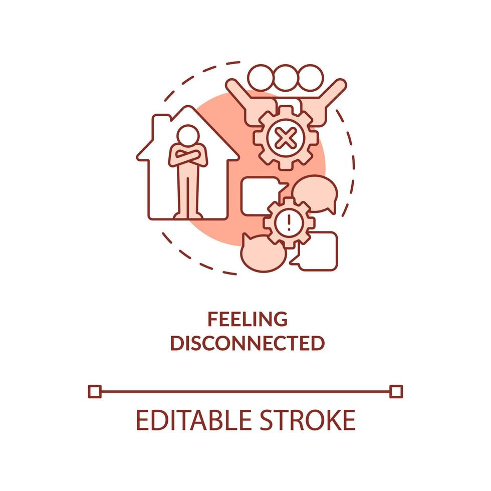 Feeling disconnected terracotta concept icon. Lack of socialization. Loneliness abstract idea thin line illustration. Isolated outline drawing. Editable stroke. Arial, Myriad Pro-Bold fonts used vector