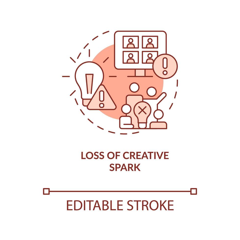 Loss of creative spark terracotta concept icon. Shortage of teamwork abstract idea thin line illustration. Isolated outline drawing. Editable stroke. Arial, Myriad Pro-Bold fonts used vector