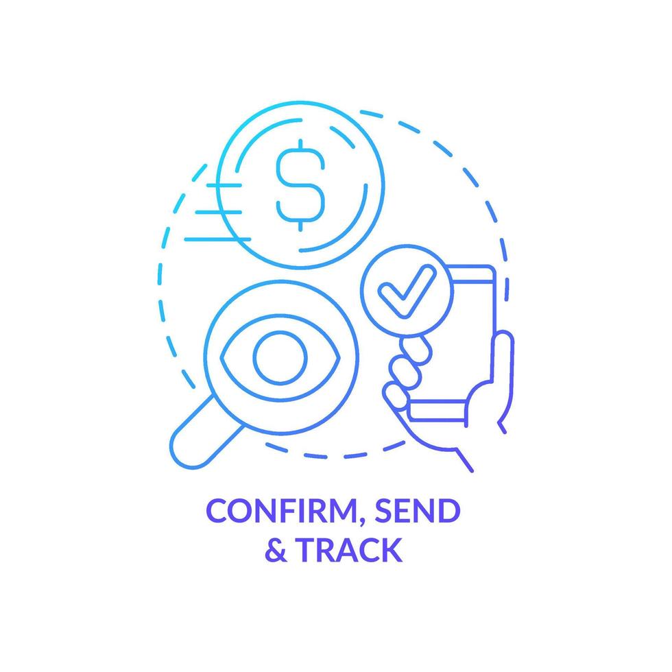 Transferring money blue gradient concept icon. Financial service. Mobile banking. Payment activity abstract idea thin line illustration. Isolated outline drawing. Myriad Pro-Bold font used vector