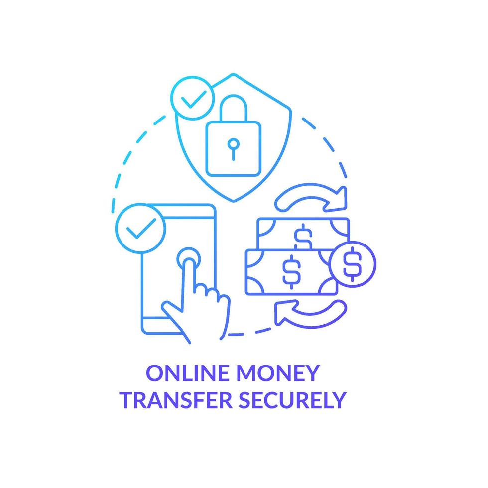 Safe way to transfer money blue gradient concept icon. Financial technology solutions. Payment platform abstract idea thin line illustration. Isolated outline drawing. Myriad Pro-Bold font used vector
