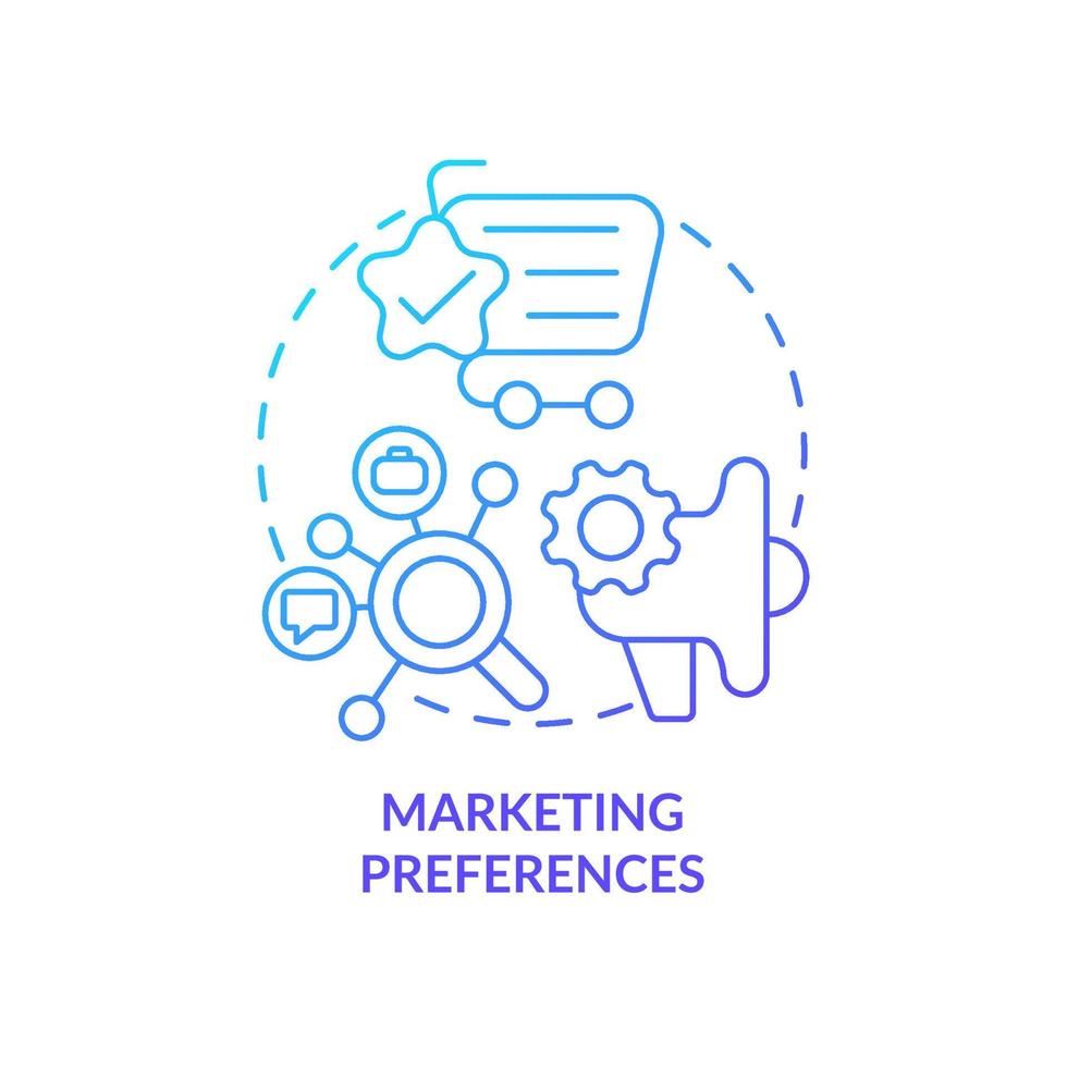 Choose relevant products and services blue gradient concept icon. Online banking app registration abstract idea thin line illustration. Isolated outline drawing. Myriad Pro-Bold font used vector