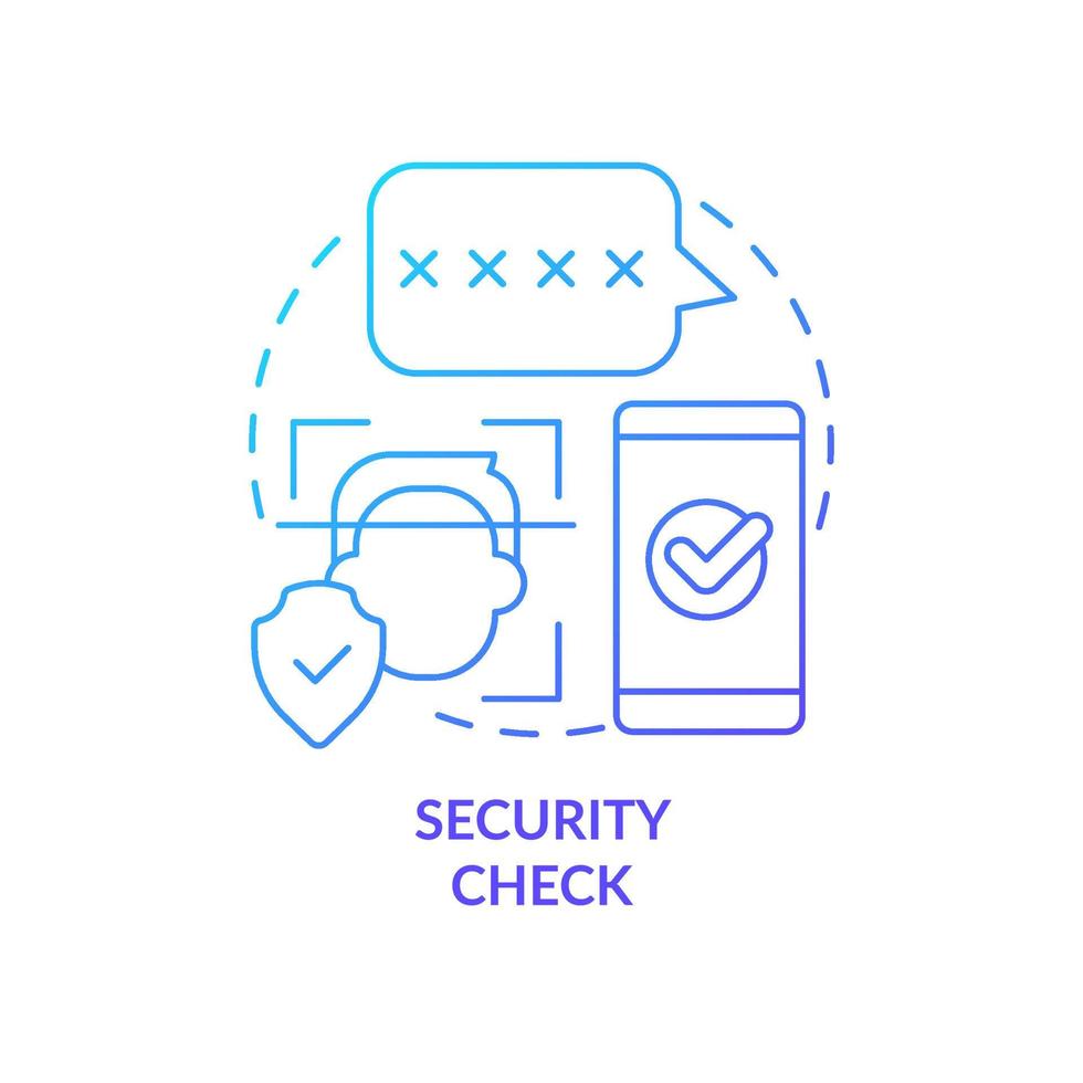Security test blue gradient concept icon. Digital wallet. Data protection. E banking app safety abstract idea thin line illustration. Isolated outline drawing. Myriad Pro-Bold font used vector