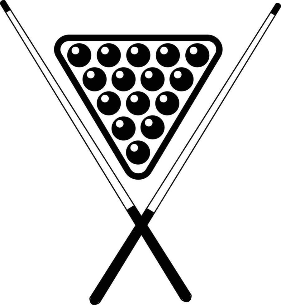 The billiard icon on white background. Game symbol. Crossed billiard cues and pool ball set. Pool symbol. flat style. vector