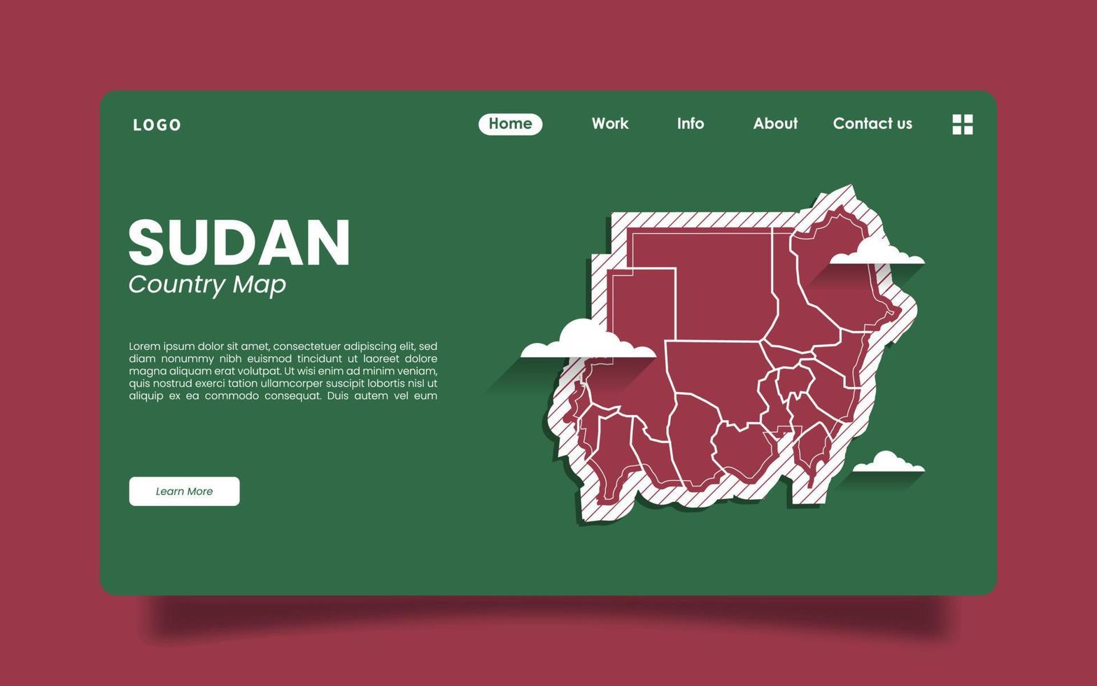 Landing Page - Sudan Country Vector Map, High Detailed Illustration With Area Border. Sudan is a country in Africa.