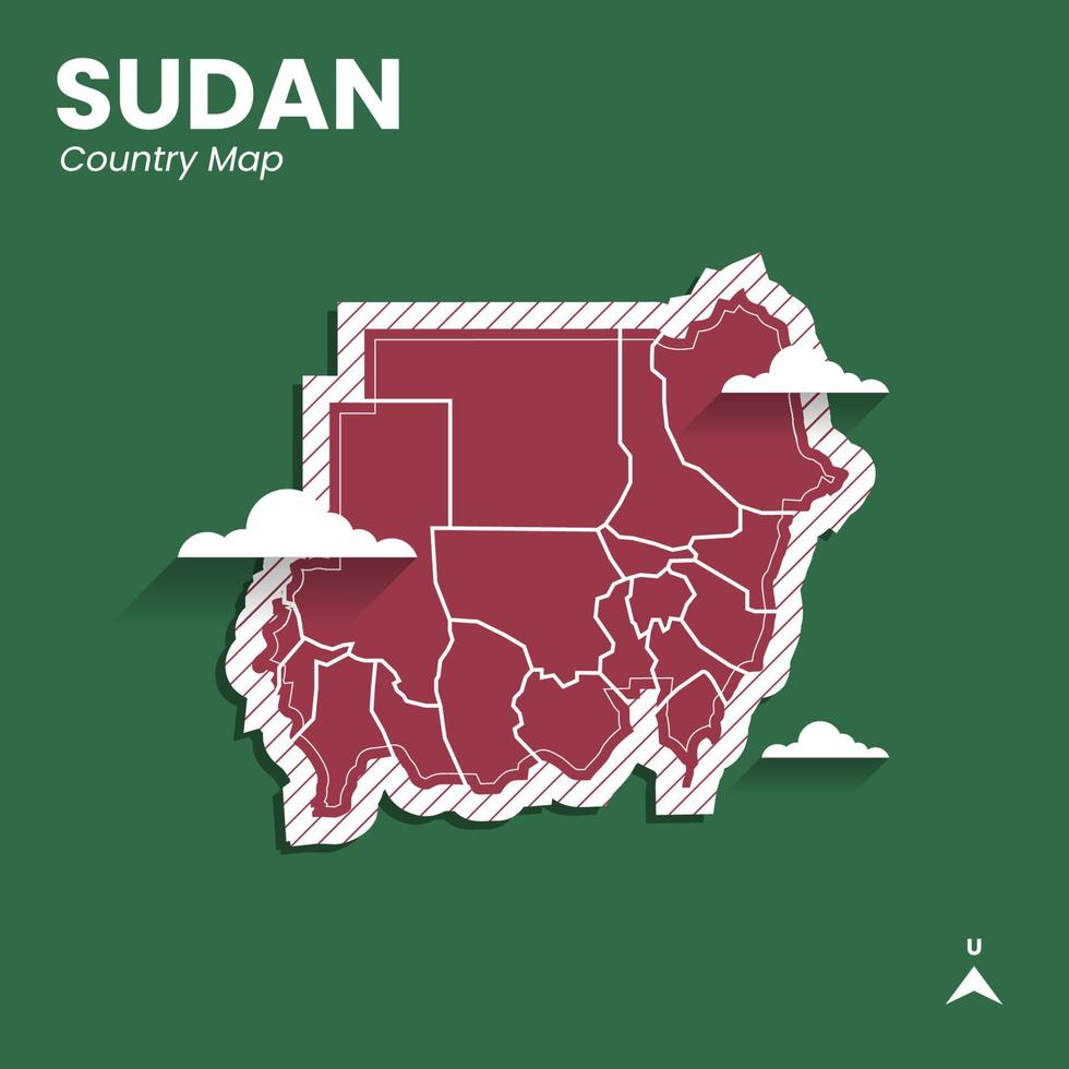 plantilla de publicación para el mapa vectorial del país de Sudán de las redes sociales, ilustración muy detallada con borde de área. Sudán es un país de África. vector